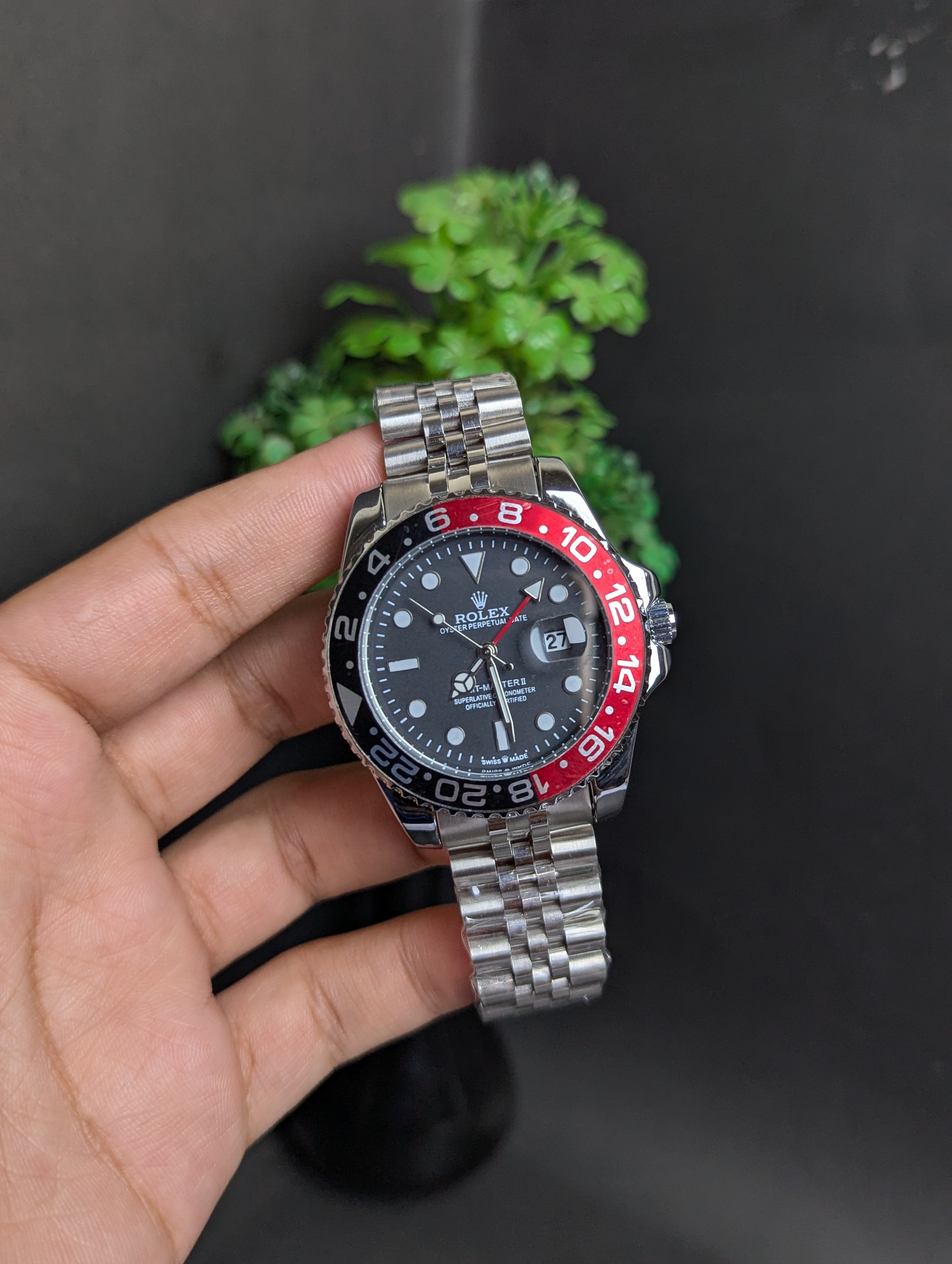 GMT MASTER WATCH – BLACK DIAL | SILVER STAINLESS STEEL