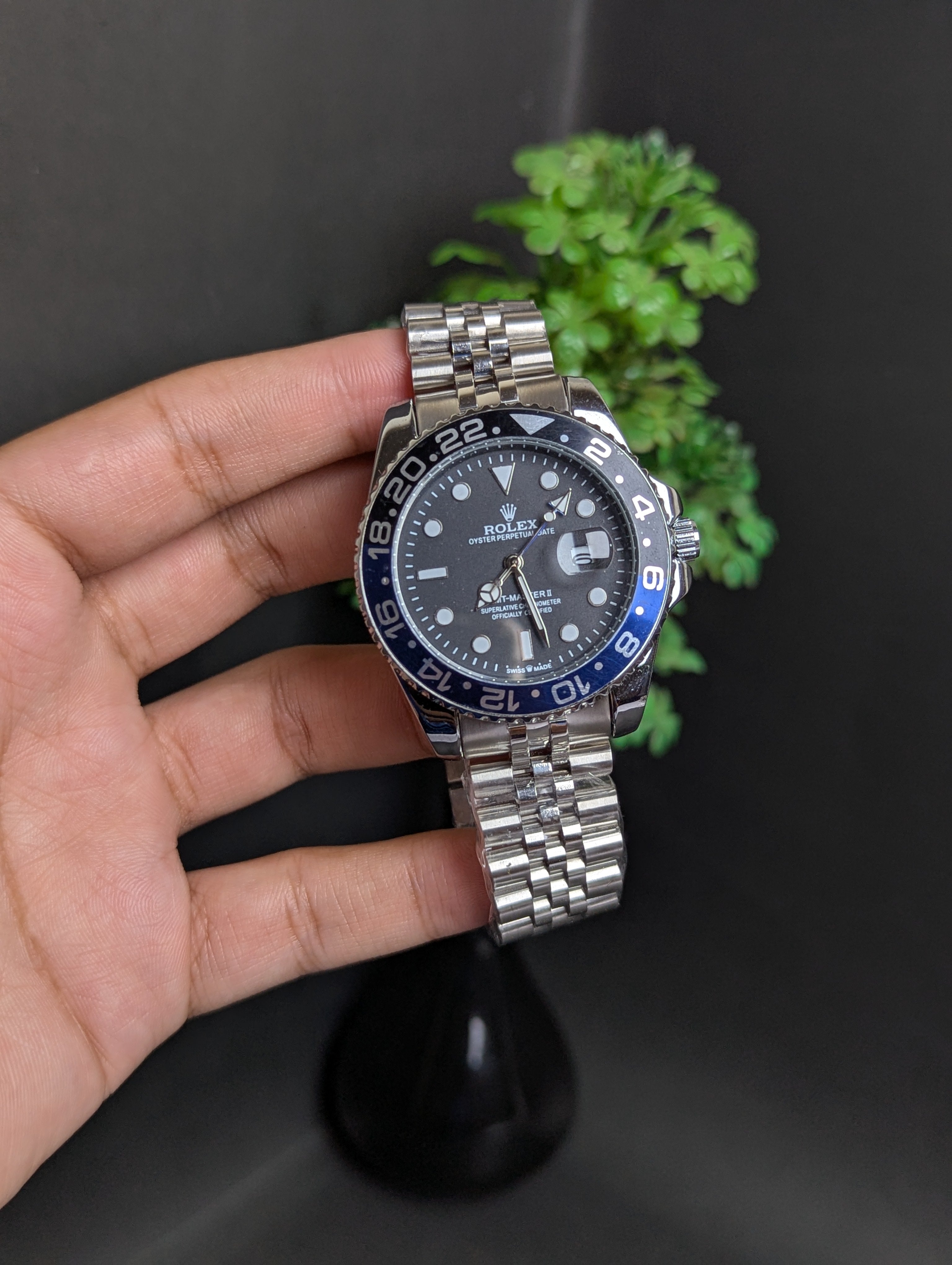 GMT MASTER WATCH – BLACK DIAL | SILVER STAINLESS STEEL