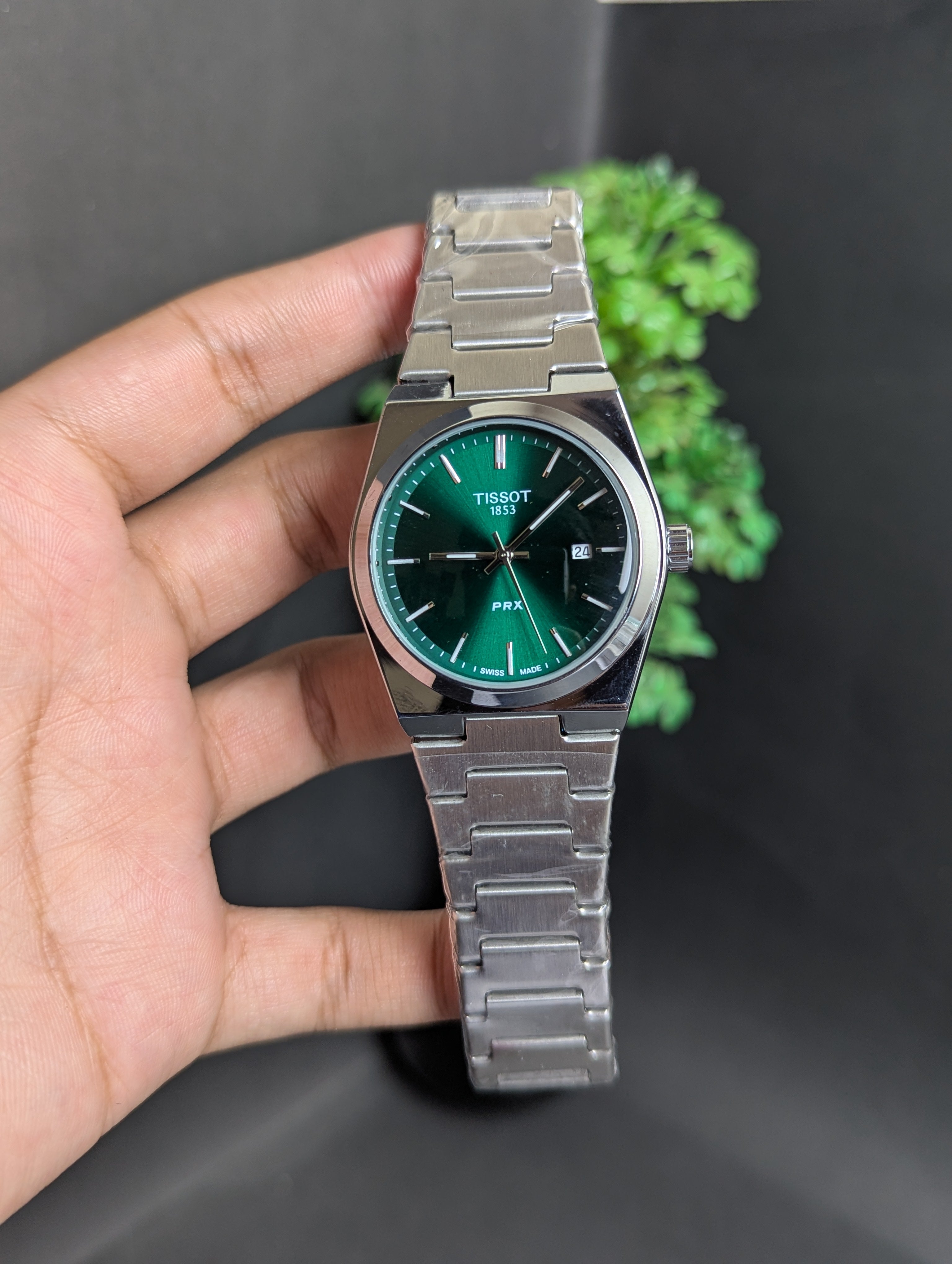 TISSOT PRX GREEN STEEL WATCH