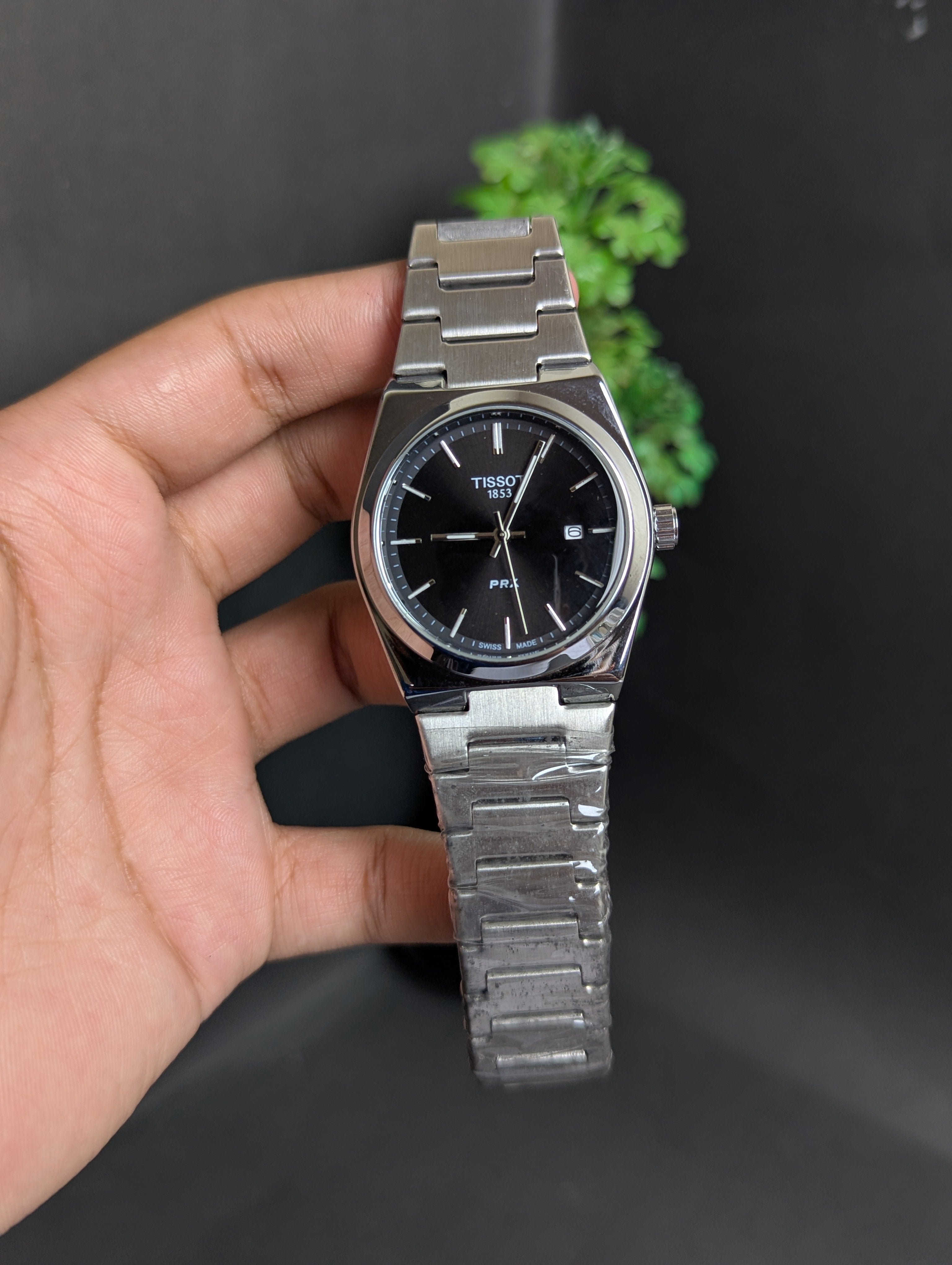TISSOT PRX BLACK STEEL WATCH