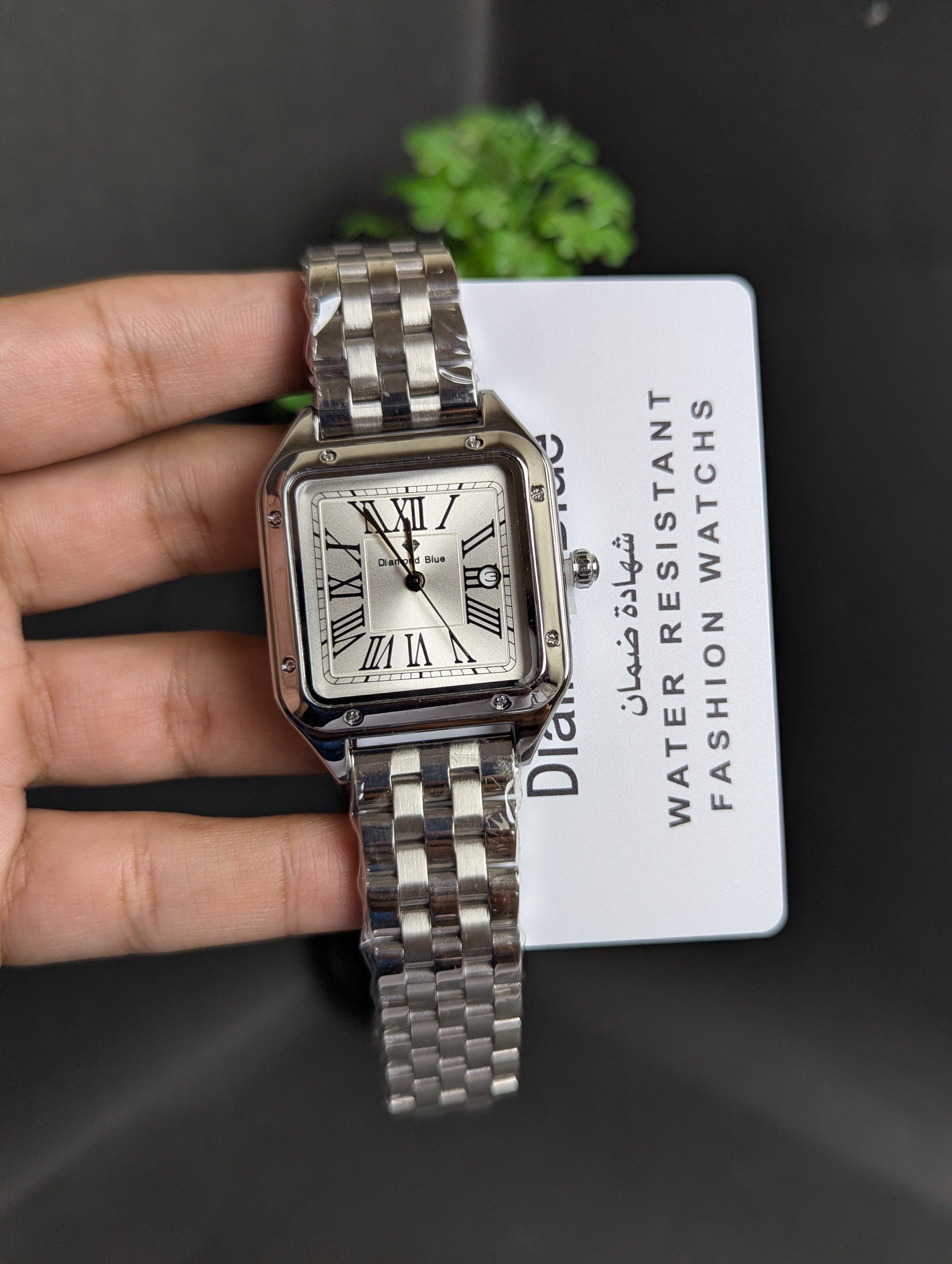 DIAMOND BLUE|IMPERIAL SQUARE STEEL WATCH