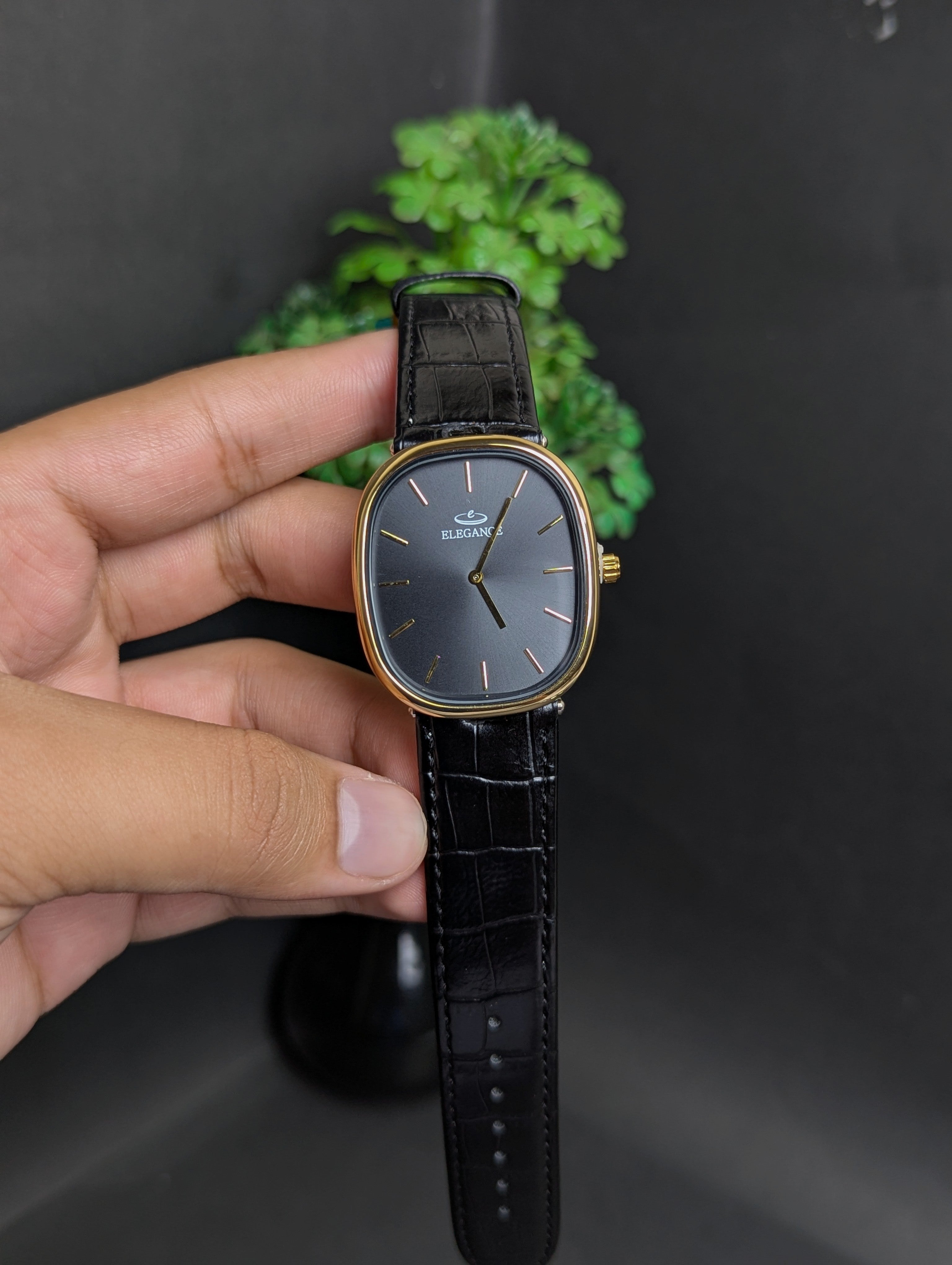 ELEGANCE DRESS WATCH – BLACK SUNBURST DIAL | BLACK LEATHER STRAP